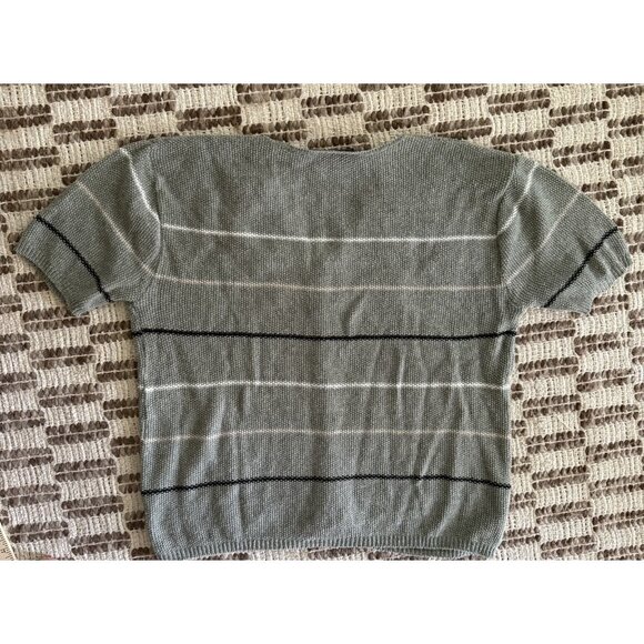 VTG 90s Y2K  Short Sleeve Striped Cardigan Sweater Womens XL Knit Cropped - Picture 8 of 8